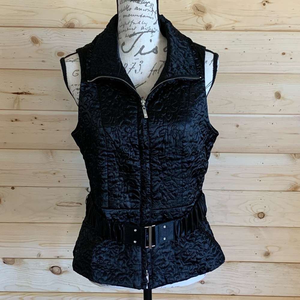 Quilted Black Belted Vest